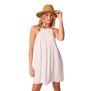BOG COLLECTIVE Ivory Embroidered Off Whitee Sundress Mini Dress Size‎ XS Boho